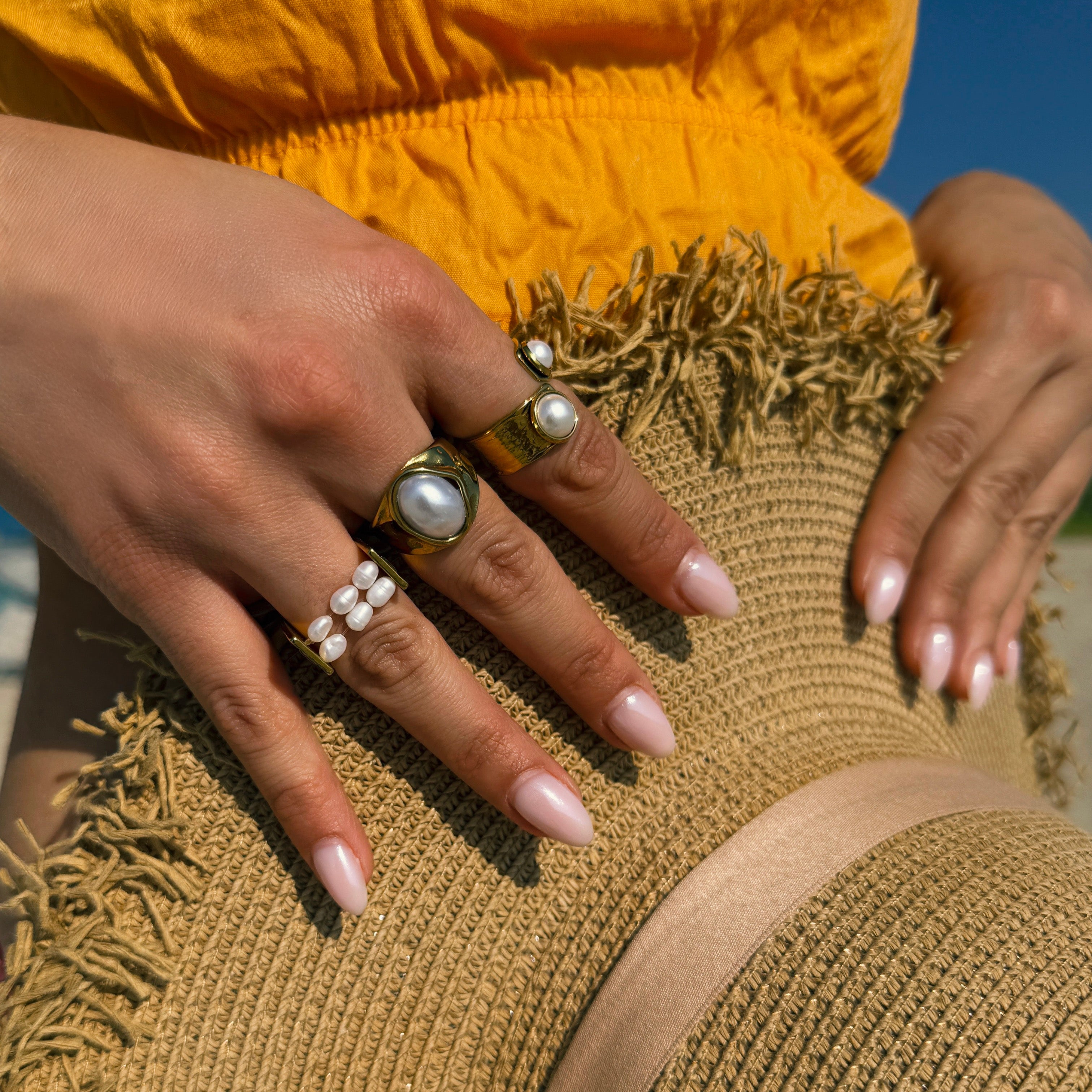 Twin Tide Pearl Ring